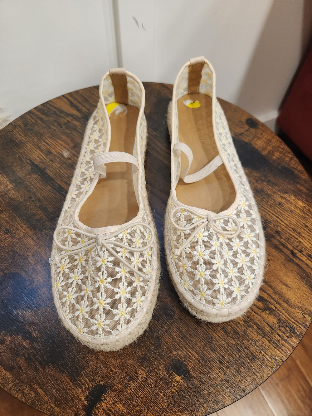 Madden Girl Cream Lace Espadrille Ballet Flats with Bow